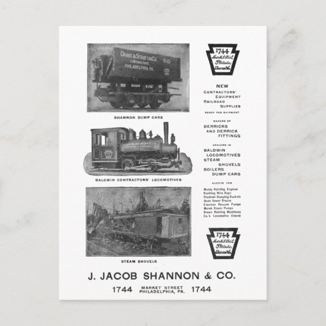 Baldwin Locomotive Works Contractor's PostCard Postkarte (Vorderseite)