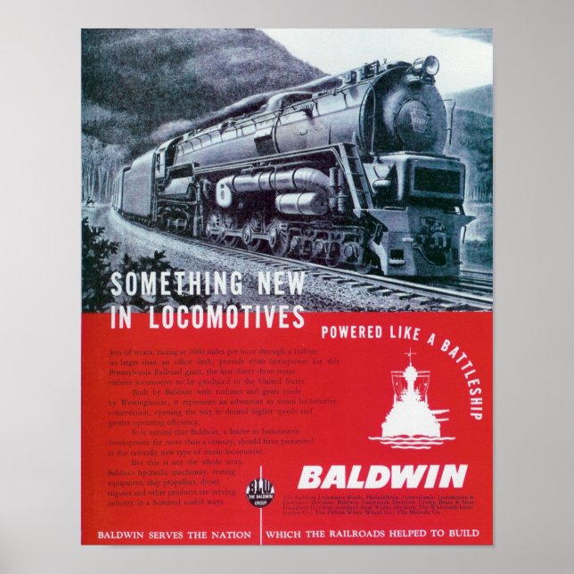 Baldwin Locomotive Works Dampfturbinenlokomotive. Poster (Vorne)