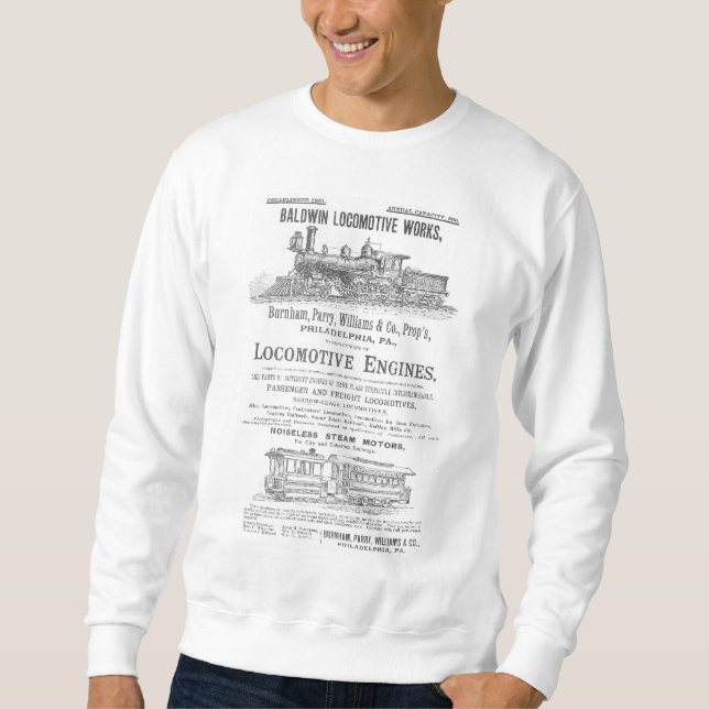 Baldwin Lokomotive bearbeitet Bahnlokomotiven Sweatshirt (Vorderseite)
