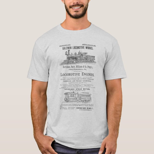 Baldwin Lokomotive bearbeitet Bahnlokomotiven T-Shirt (Vorderseite)