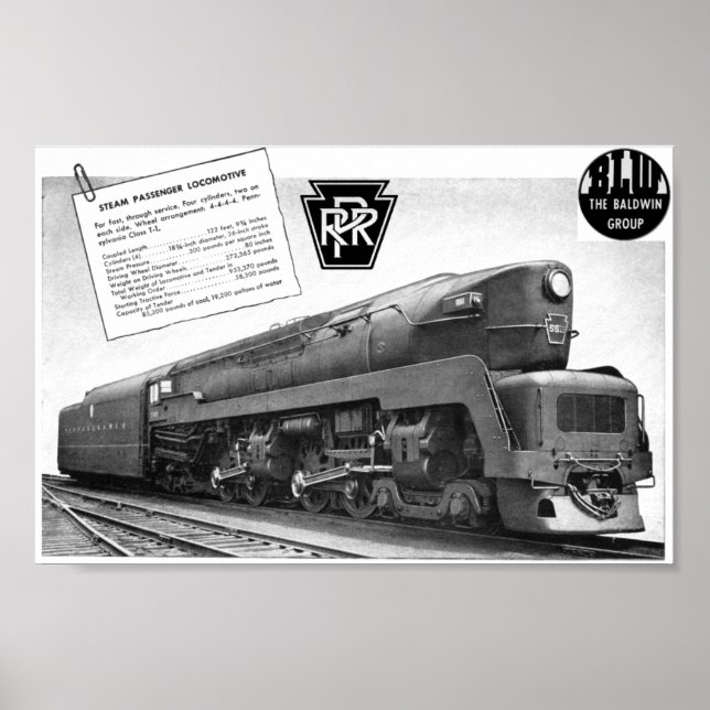 Baldwin-Pennsylvania Eisenbahn T-1 Dampflokomotive Poster (Vorne)