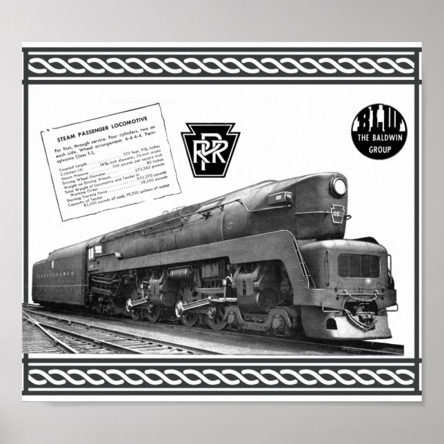 Baldwin-Pennsylvania Eisenbahn T-1 Dampflokomotive Poster (Vorne)