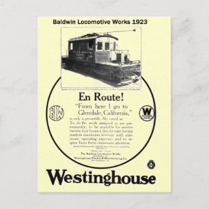 Baldwin-Westinghouse Locomotive 1923 Postkarte