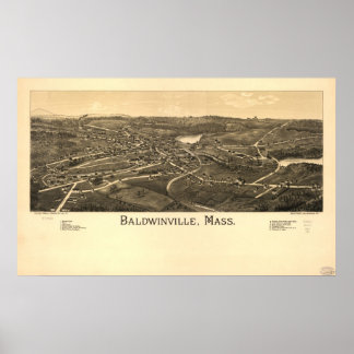 Baldwinville Mass. 1886 Antike Panoramakarte Poster