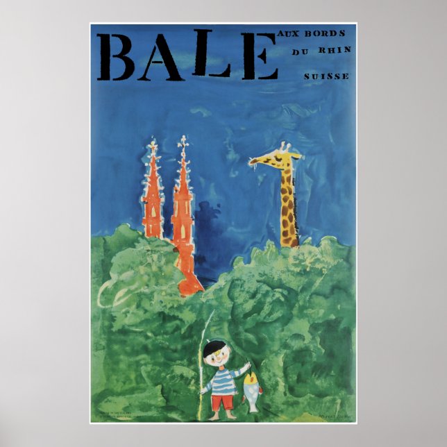 Bâle au bord du Rhin, Suisse, Travel Poster (Vorne)