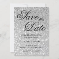 Bale Silver Bokeh Glitzer Save the Date