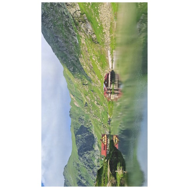 Balea-See-Reflexion – Karpatisches Alpen-Druckbild Tischdecke (Vorderseite)