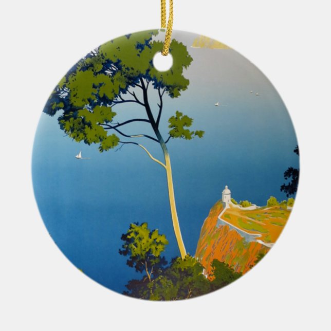 Balearen Vintag Französisch Reisen Keramikornament (Vorne)