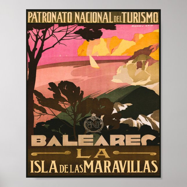Baleares Spanien Vintage Travel Poster (Vorne)