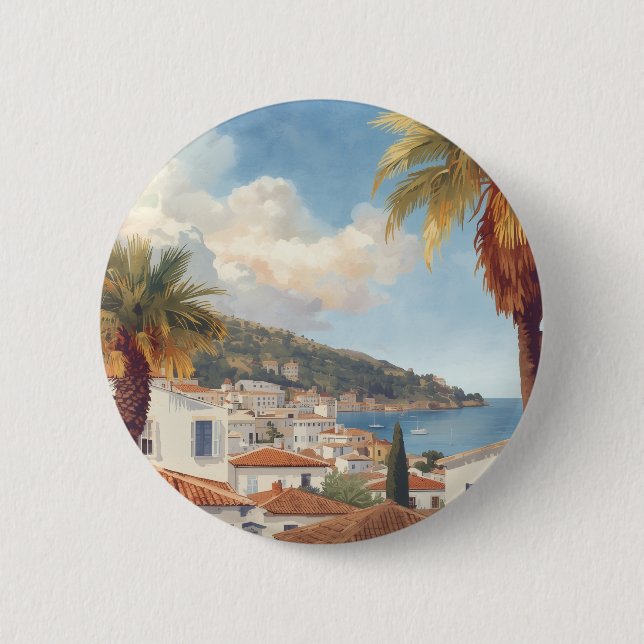 Balearic Islands Vintage French Travel Button (Vorderseite)