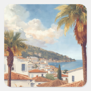 Balearische Inseln Vintage Französisch Reise Quadratischer Aufkleber