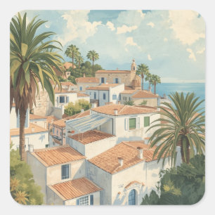 Balearische Inseln Vintage Französisch Reise Quadratischer Aufkleber