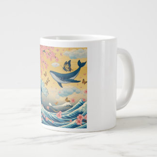 Baleia Celestial entre Cerejeiras – Arte IA Jumbo-Tasse