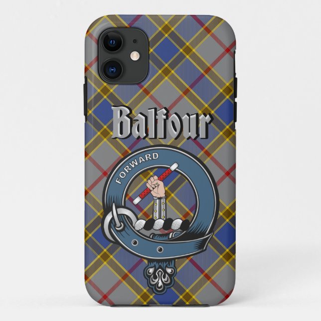 Balfour Clan Abzeichen & Tartan Phone Case (Rückseite)