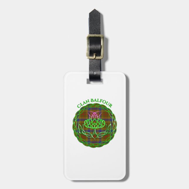 Balfour Scottish Tartan Celtic Thistle Gepäckanhänger (Vorderseite vertikal)