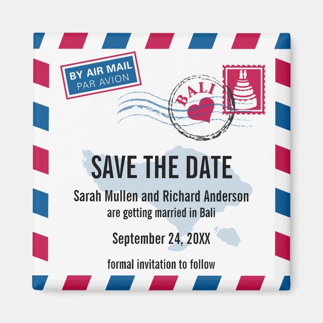 Bali Air Mail Wedding Save the Date Magnet (Vorne)