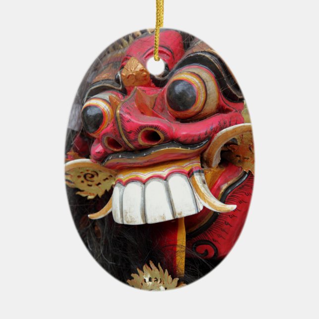 Bali Barong Maske Keramik Ornament (Vorne)