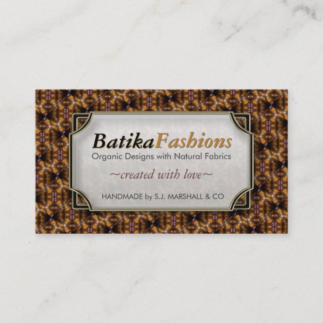 Bali Batika Fashion Modern Design Business Cards Visitenkarte (Vorderseite)