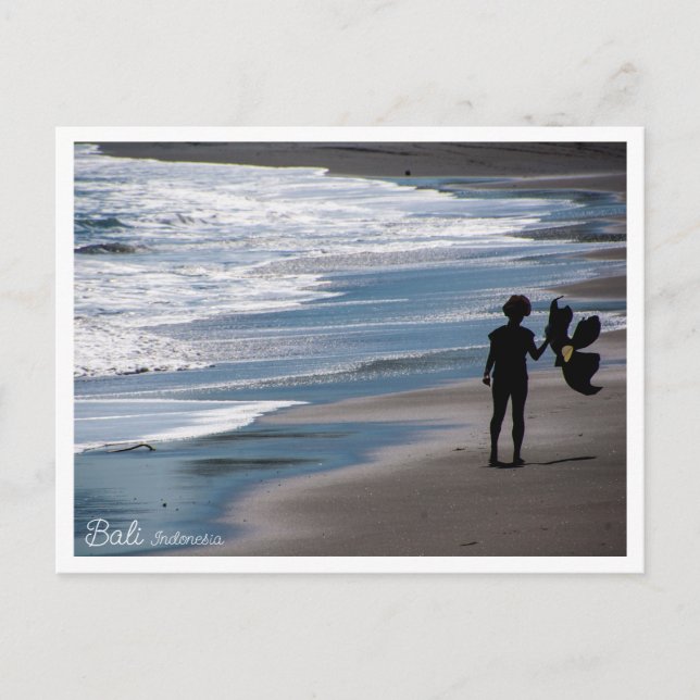 Bali Beach Kite Season – Art Postcard Postkarte (Vorderseite)