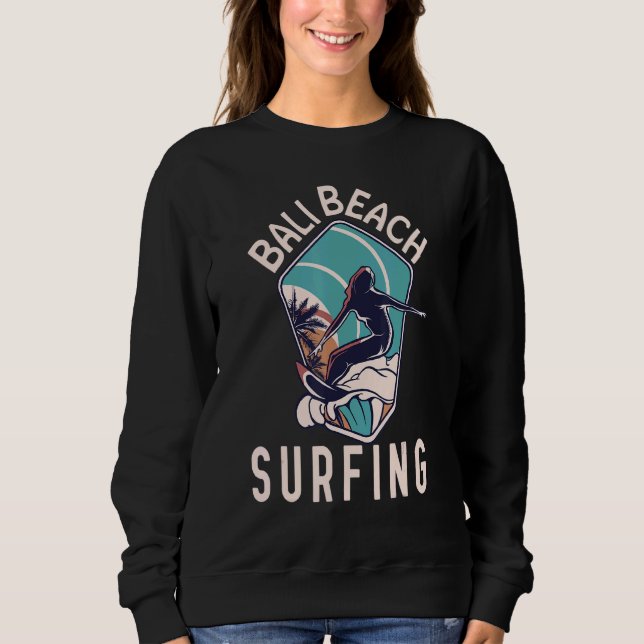 Bali Beach Surfer Retro Surfing Girl Travel Sweatshirt (Vorderseite)
