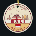 Bali Indonesia City Skyline Emblem Keramik Ornament<br><div class="desc">Bali minimalistisch,  bunt Kunstdesign mit Denkmälern und Sehenswürdigkeiten der Stadt in Indonesien.</div>