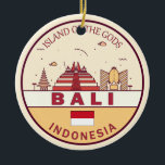 Bali Indonesia City Skyline Emblem Keramik Ornament<br><div class="desc">Bali minimalistisch,  bunt Kunstdesign mit Denkmälern und Sehenswürdigkeiten der Stadt in Indonesien.</div>