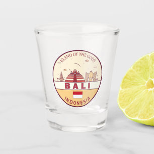 Bali Indonesia City Skyline Emblem Schnapsglas