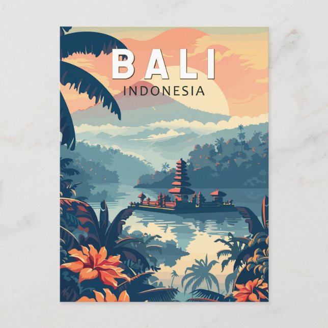 Bali Indonesia Reisen Vintag Postkarte (Vorderseite)