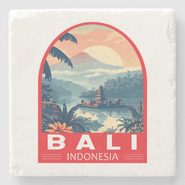 Bali Indonesia Reisen Vintag Steinuntersetzer (Vorderseite)