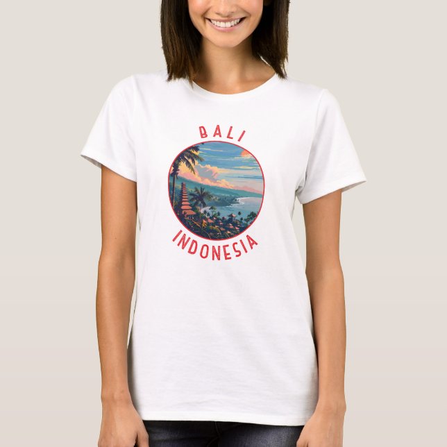 Bali Indonesia Retro Distressed Circle T-Shirt (Vorderseite)
