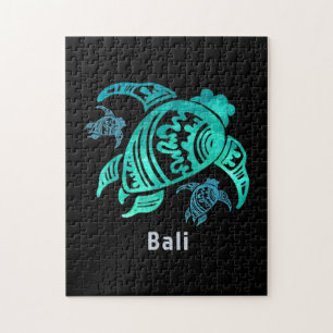Bali Indonesia Sea Blue Tribal Turtle Puzzle
