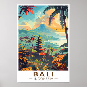 Bali Indonesia Temples Reisen Art Vintag Poster