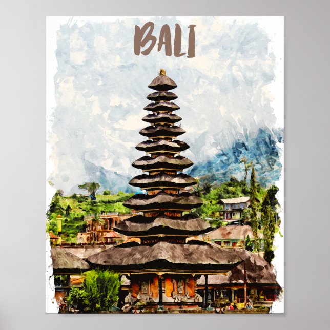 Bali Indonesia Ulun Danu Beratan Temple Poster (Vorne)