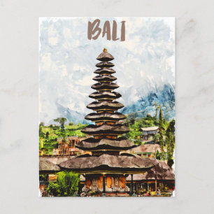 Bali Indonesia Ulun Danu Beratle Temple Postcard Postkarte
