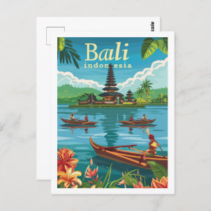 Bali Indonesia Vintag Berühmter Reiseort Postkarte