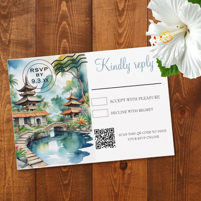 Bali Indonesia Wedding RSVP Karte (Von Creator hochgeladen)