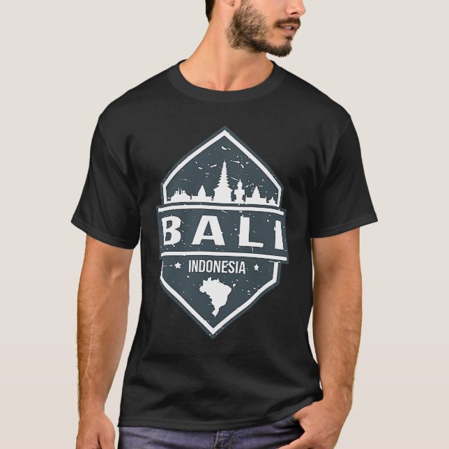 Bali Indonesia With Bali Island And Silhoutte of C T-Shirt (Vorderseite)