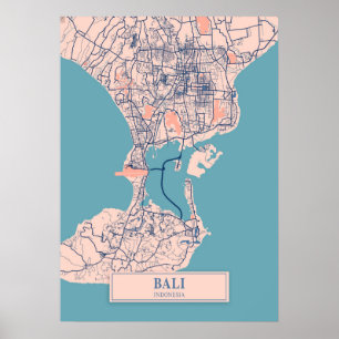 Bali - Indonesien Breezy City Map Poster