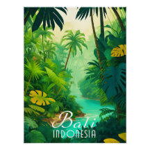 Bali Indonesien Dschungel Reiseplakat