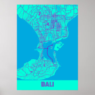 Bali - Indonesien Galaxy City Karte Poster