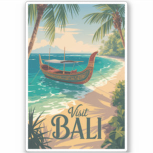 Bali Indonesien Illustration Reise Kunst Vintage Aufkleber