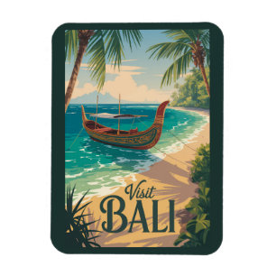 Bali Indonesien Illustration Reise Kunst Vintage Magnet