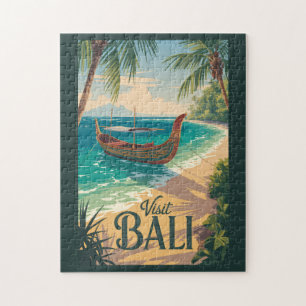 Bali Indonesien Illustration Reise Kunst Vintage Puzzle