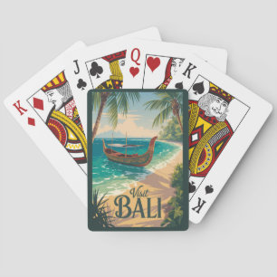 Bali Indonesien Illustration Reise Kunst Vintage Spielkarten