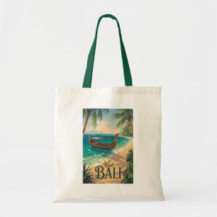 Bali Indonesien Illustration Reise Kunst Vintage Tragetasche