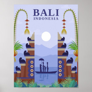 Bali Indonesien Kunst Reise Illustration Poster