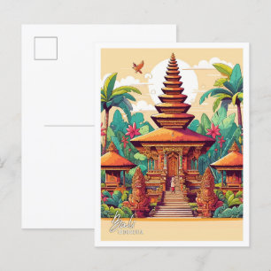 Bali Indonesien Kunst Vintage Reiseillustration Postkarte
