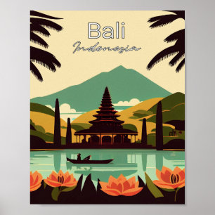 Bali Indonesien Minimalistischer Vintage-Kunstpost Poster