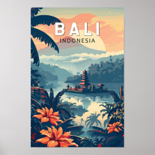 Bali Indonesien Reise Kunst Vintage Poster