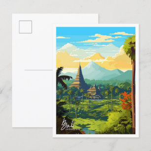 Bali Indonesien Reise Vintage-Illustration Postkarte